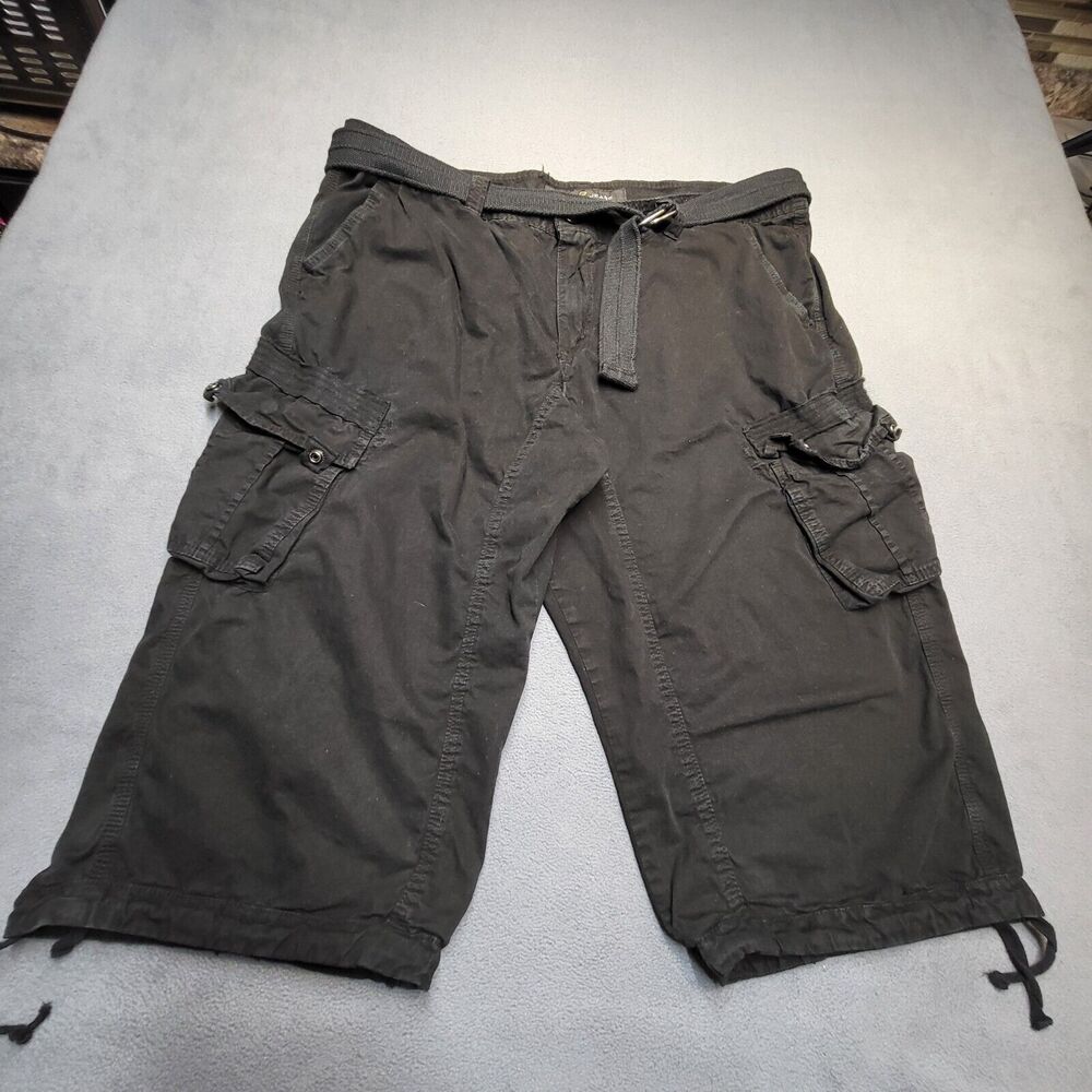 XRAY Jeans Shorts Mens 40 Black Cargo Belted Utility Pockets Hiking
